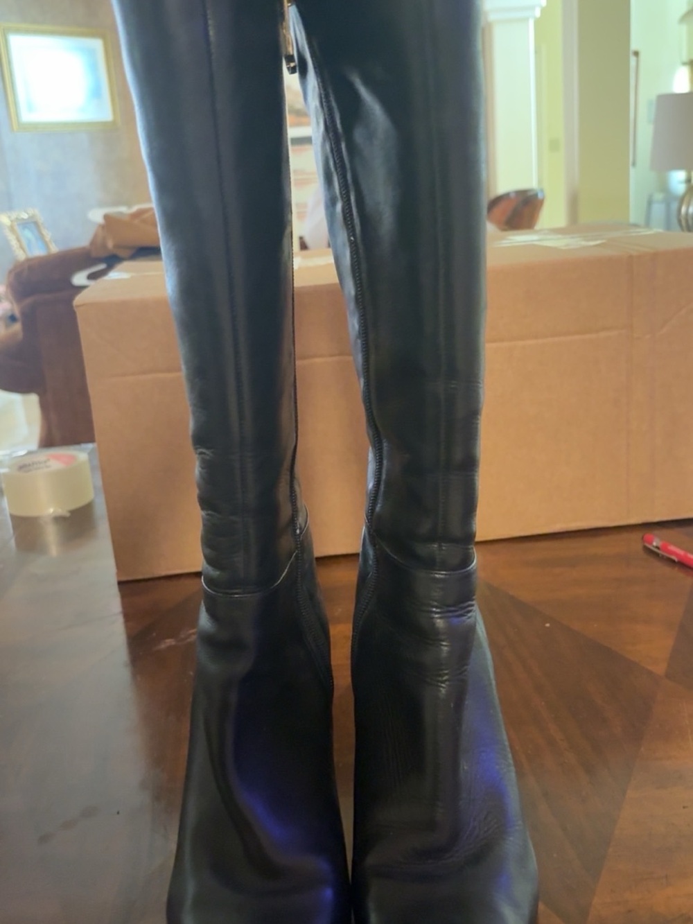 Louise et Cie Black Tall Zip-Back Heeled Boots